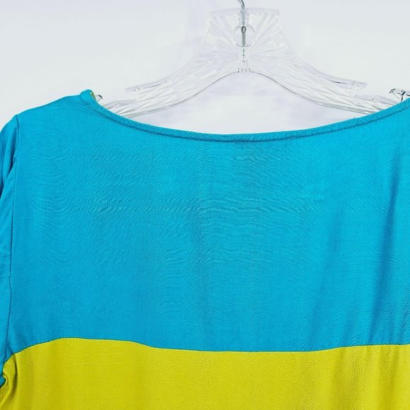 Maeve Colorblock Shift Dress 6 Blue Green ¾ Sleeve USA Made Bright Anthropologie - Picture 9 of 11